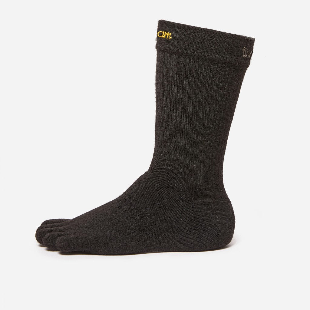 Side profile of a black toe sock